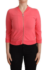 Blumarine Pink 3/4 Sleeve Zip Embellished Sweater - IT40|S - Cardigans