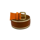 Borbonese Orange Leather Women Belt - UNI