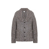 Bottega Veneta Gray Alpaca Leather Cardigan - S