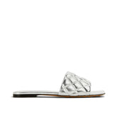 Bottega Veneta Silver Calfskin Flat Sandals - EU36/US6