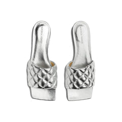 Bottega Veneta Silver Calfskin Flat Sandals - EU36/US6