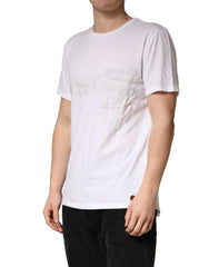 Bottega Veneta White 100% Cotton Plain Round Neck Men Shirt T-shirt - L