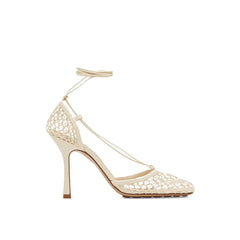 Bottega Veneta White Fabric High Heel Pumps