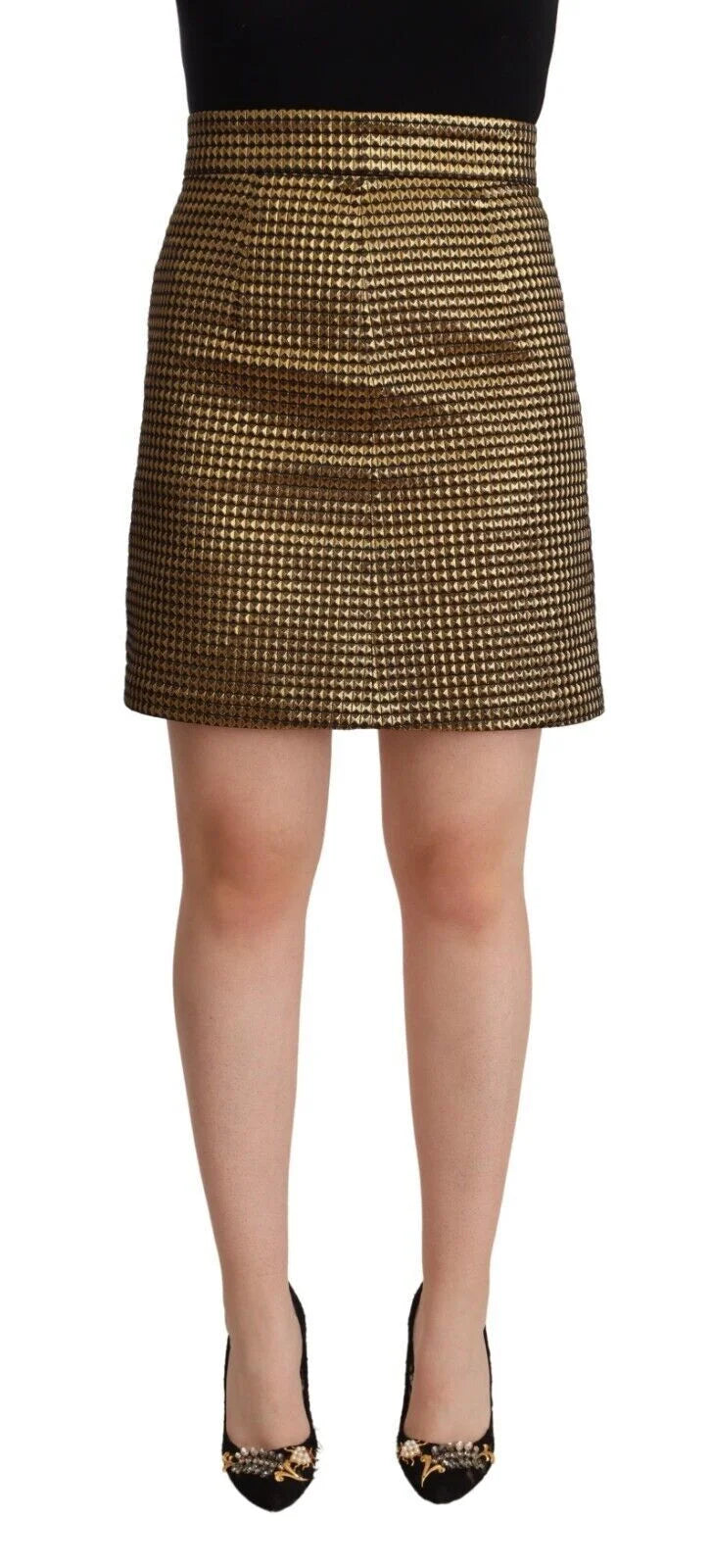 Boutique Moschino Black Gold A-line Above Knee Casual Skirt - IT42|M - Skirts