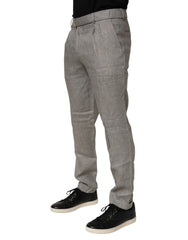Briglia 1949 Gray Mid Waist Dress Formal Skinny Men Pants - IT48 | M - Trousers