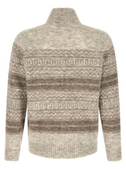 Brunello Cucinelli Beige Alpaca Leather Cardigan