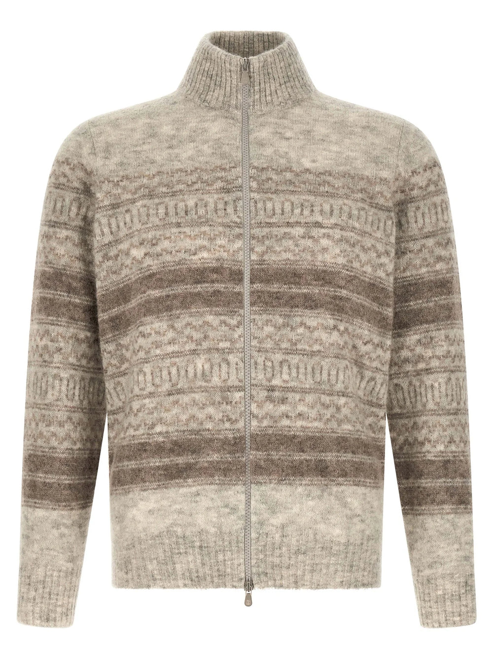 Brunello Cucinelli Beige Alpaca Leather Cardigan