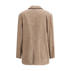 Brunello Cucinelli Beige Calf Leather Bos Taurus Coat - IT42 | L