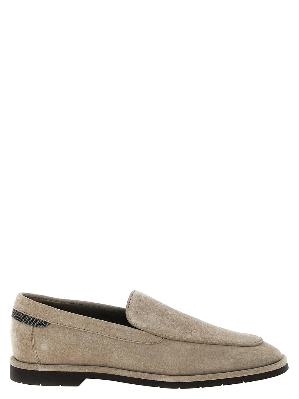Brunello Cucinelli Beige Calfskin Slip-On Loafers