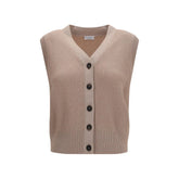 Brunello Cucinelli Beige Cashmere Sleeveles Sweater - XL