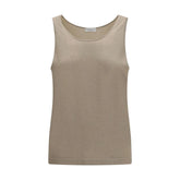Brunello Cucinelli Beige Cashmere Sleeveles T-Shirt - L