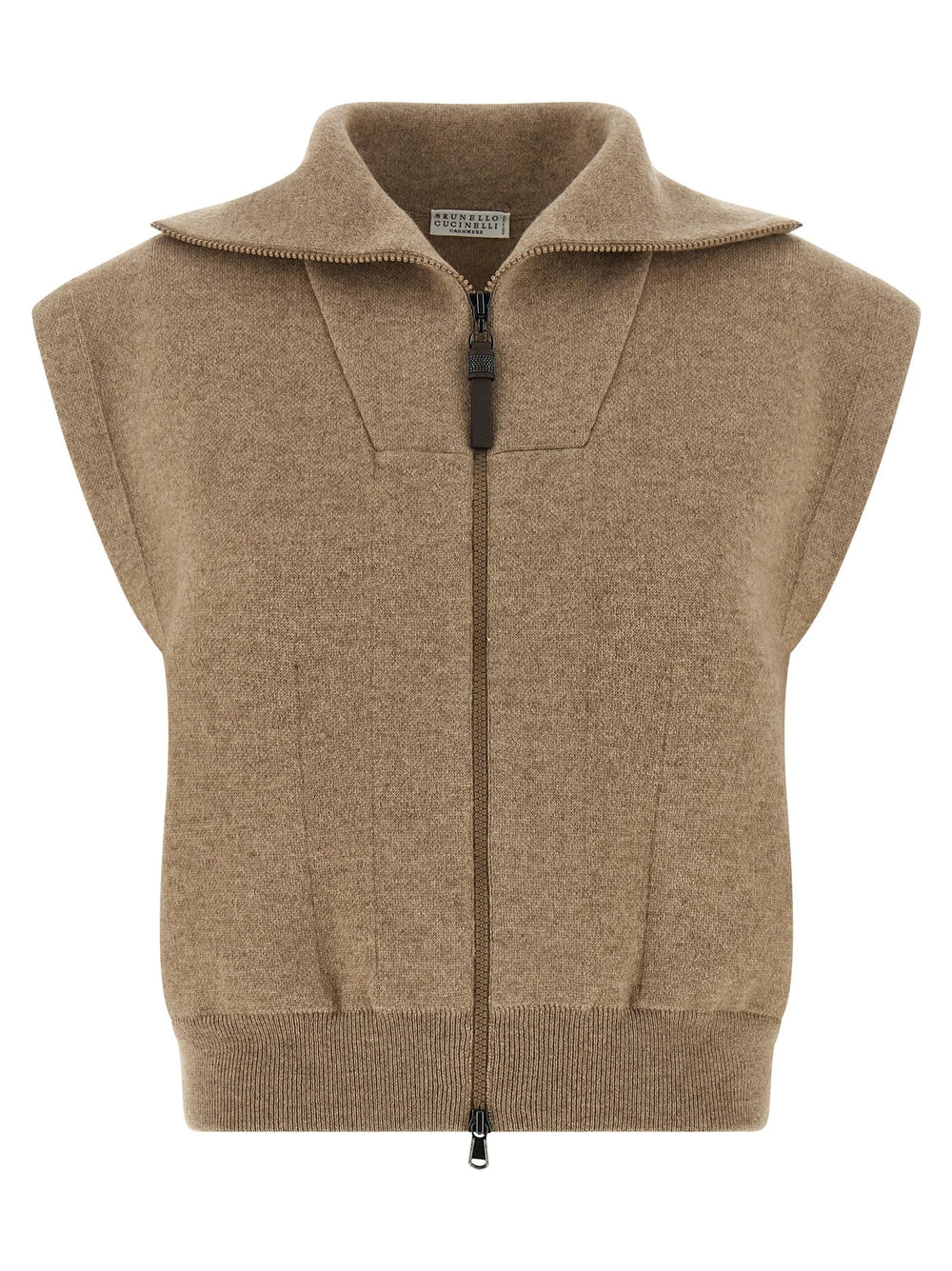 Brunello Cucinelli Beige Cashmere Sleeveless Jacket