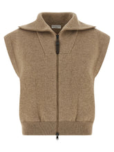 Brunello Cucinelli Beige Cashmere Sleeveless Jacket