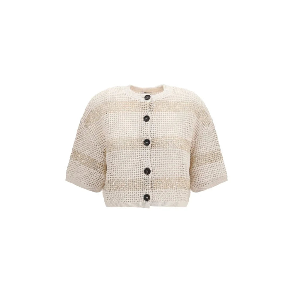 Brunello Cucinelli Beige Cotton Cardigan - M