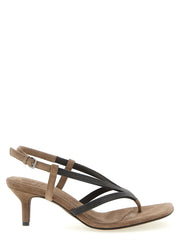 Brunello Cucinelli Beige Lamb Leather Flat Sandals