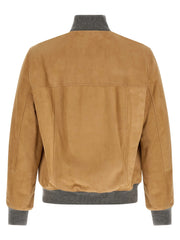 Brunello Cucinelli Beige Lamb Leather Leather Jacket