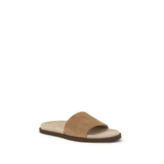 Brunello Cucinelli Beige Lamb Ovis Aries Aries Flat Sandals