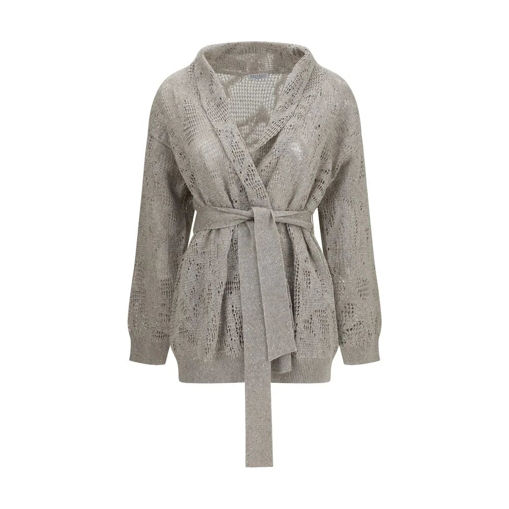 Cárdigan de lino beige Brunello Cucinelli - M