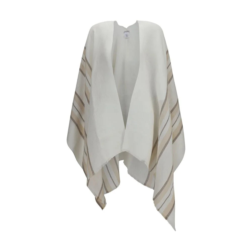 Brunello Cucinelli Beige Linen Poncho - One Size