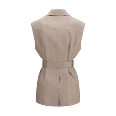 Brunello Cucinelli Beige Linen Sleveless Jacket - IT38 | S