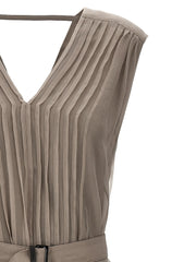 Brunello Cucinelli Beige Silk Long Dress - M