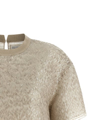 Brunello Cucinelli Beige Silk T-Shirt - M