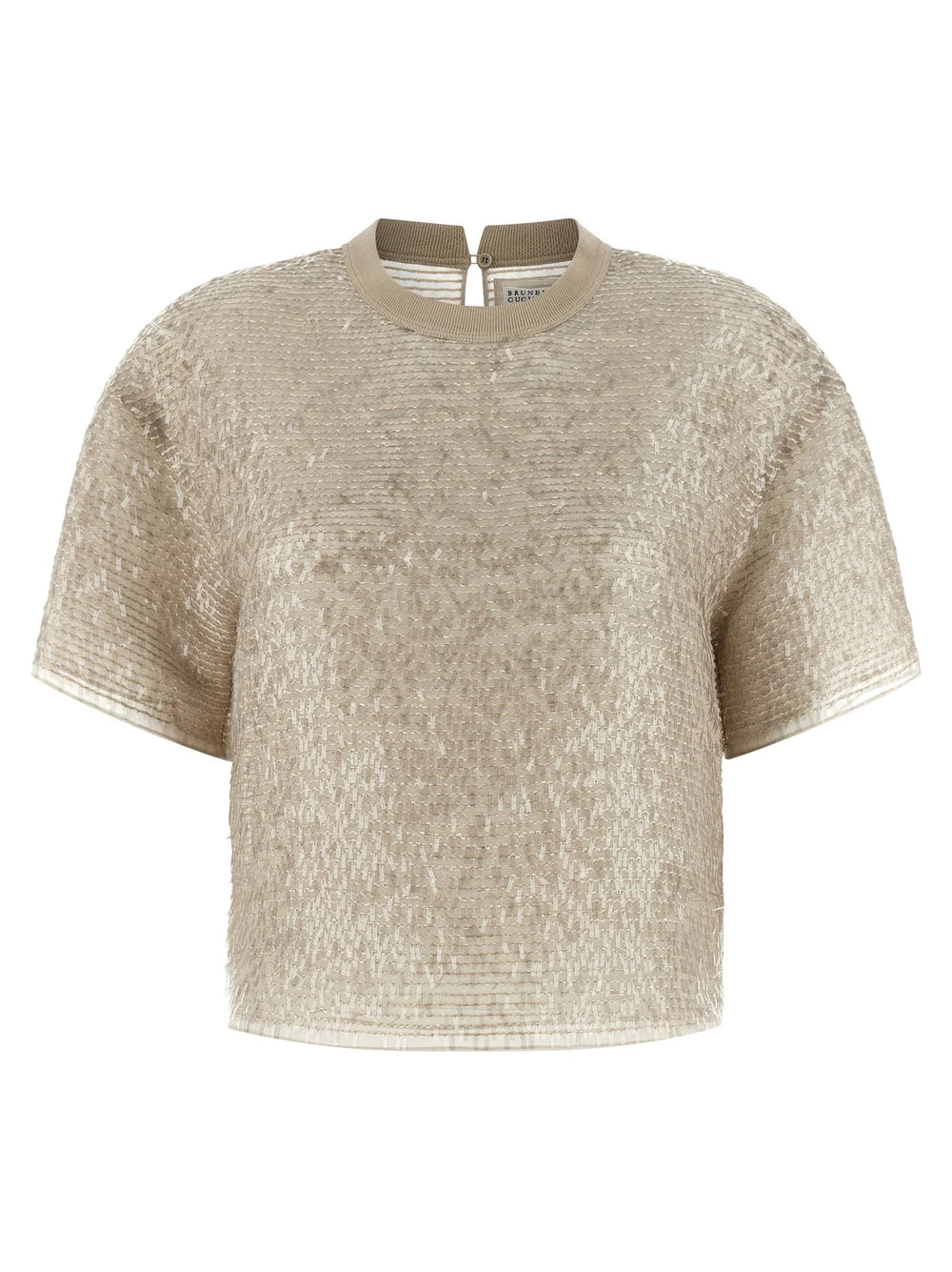 Brunello Cucinelli Beige Silk T-Shirt - M