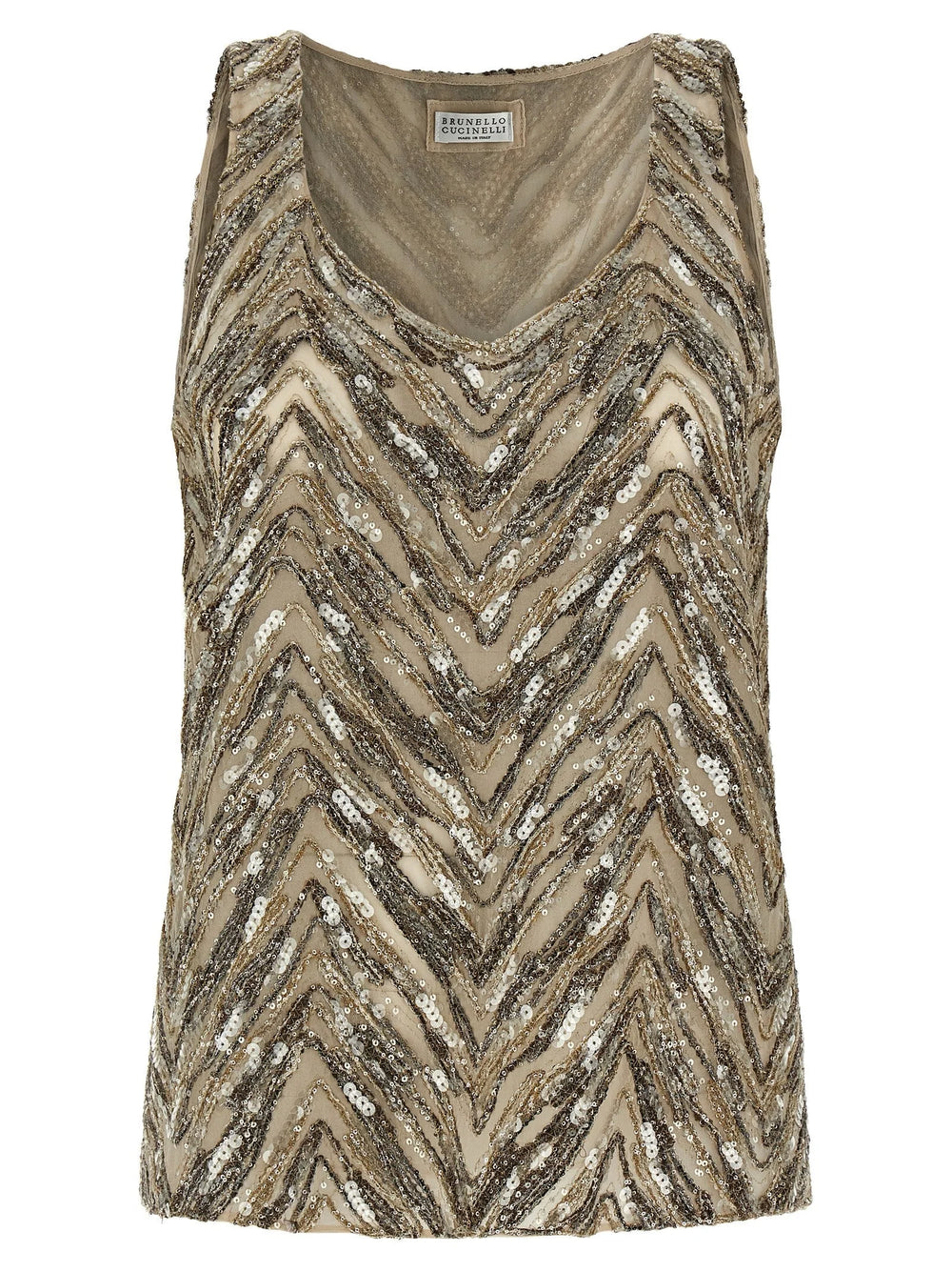 Brunello Cucinelli Beige Silk Tank Tops