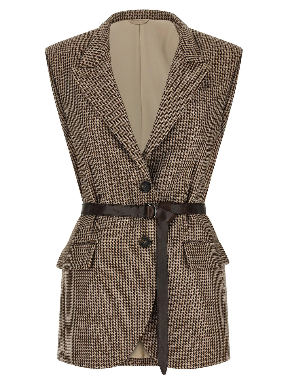 Brunello Cucinelli Beige Virgin Wool Sleeveless Jacket - IT40