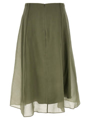 Brunello Cucinelli Bicolor Silk Midi Skirt