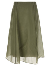 Brunello Cucinelli Bicolor Silk Midi Skirt