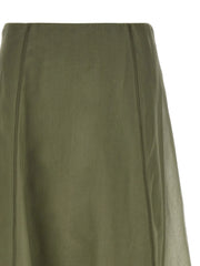 Brunello Cucinelli Bicolor Silk Midi Skirt
