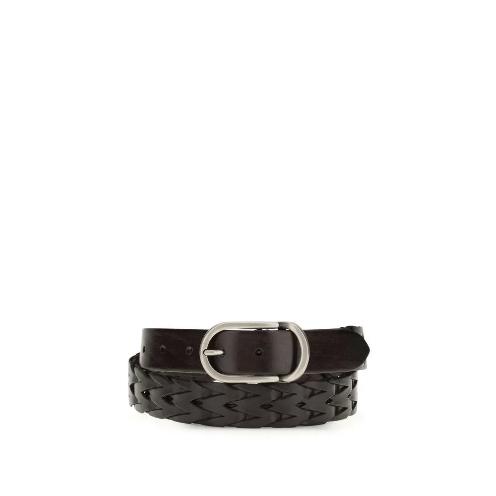 Brunello Cucinelli Black Calf Leather Bos Taurus Belt
