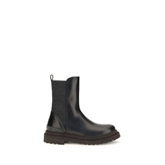 Brunello Cucinelli Black Calf Leather Bos Taurus Chelsea Boots