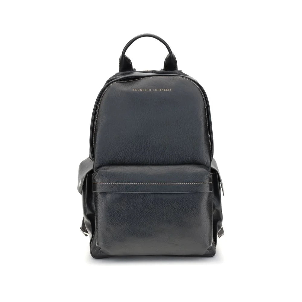 Brunello Cucinelli Black Calf Leather Bos Taurus Handbag