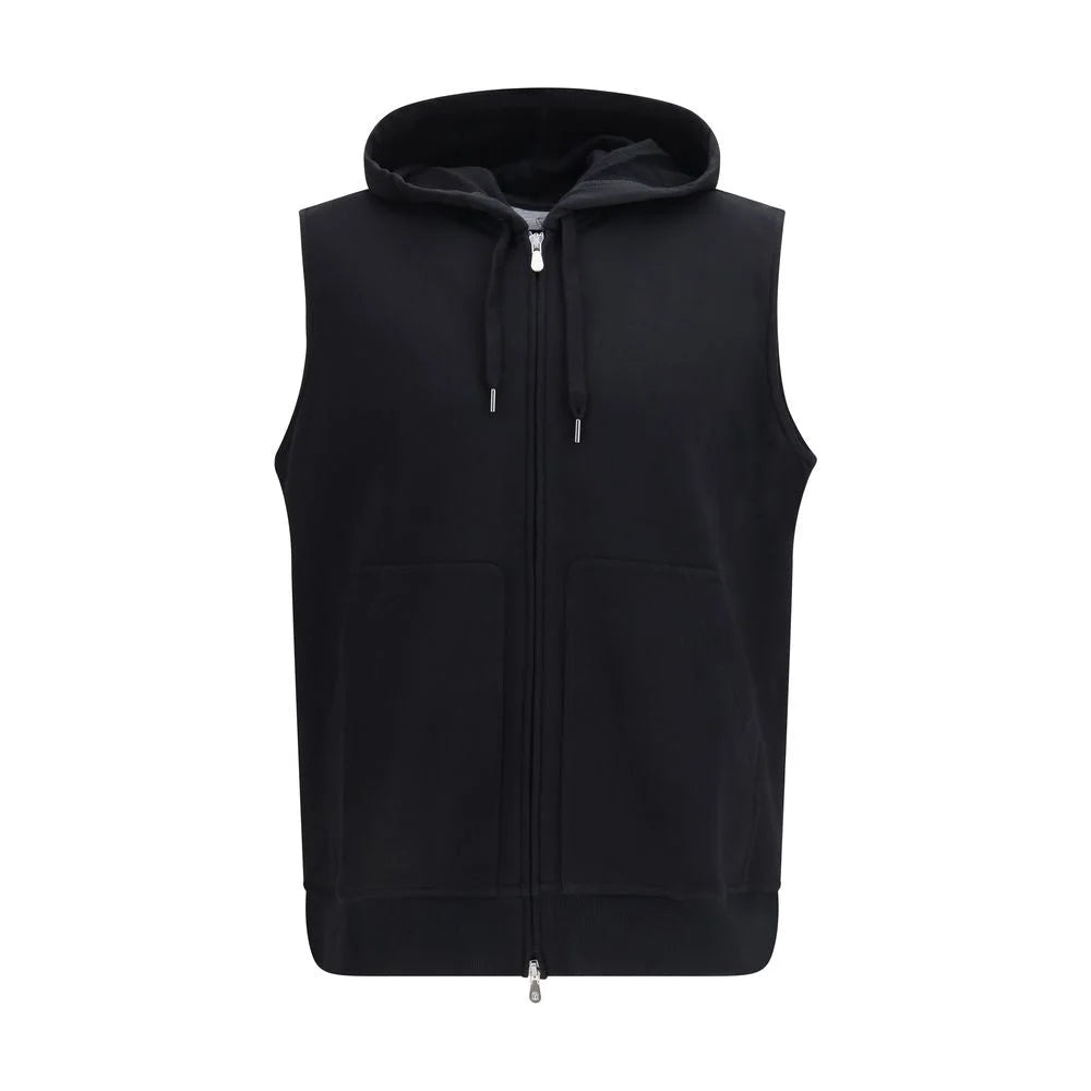 Brunello Cucinelli Black Cotton Sleeveles Sweater