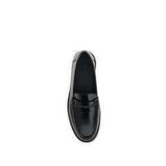 Brunello Cucinelli Black Leather Slip-On Loafers