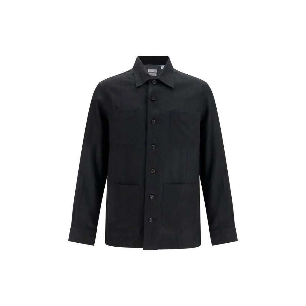 Brunello Cucinelli Black Linen Denim Jacket - S
