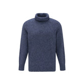 Brunello Cucinelli Blue Alpaca Leather Turtleneck - IT50 | L