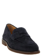 Brunello Cucinelli Blue Calfskin Slip-On Loafers