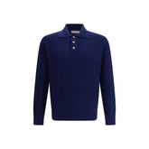 Brunello Cucinelli Blue Cashmere Polo Shirt