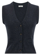 Brunello Cucinelli Blue Cashmere Sleeveless Jacket - S