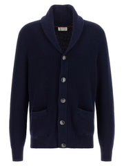 Brunello Cucinelli Blue Cotton Cardigan