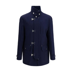 Brunello Cucinelli Blue Cotton Full-Length Jacket
