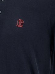 Brunello Cucinelli Blue Cotton Polo Shirt