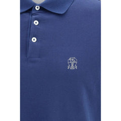 Brunello Cucinelli Blue Cotton Polo Shirt