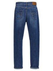 Brunello Cucinelli Blue Cotton Relaxed Fit Jeans