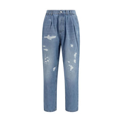 Brunello Cucinelli Blue Cotton Straight-Leg Jeans