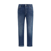 Brunello Cucinelli Blue Cotton Straight-Leg Jeans