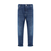 Brunello Cucinelli Blue Cotton Straight-Leg Jeans